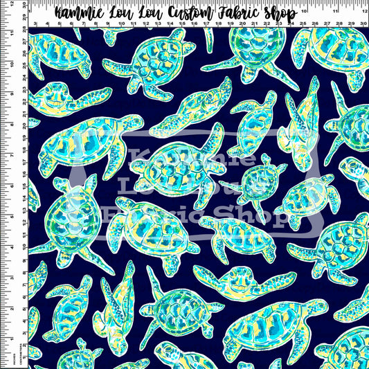 R116 Lillie 2022 - Turtles - Aqua on Navy