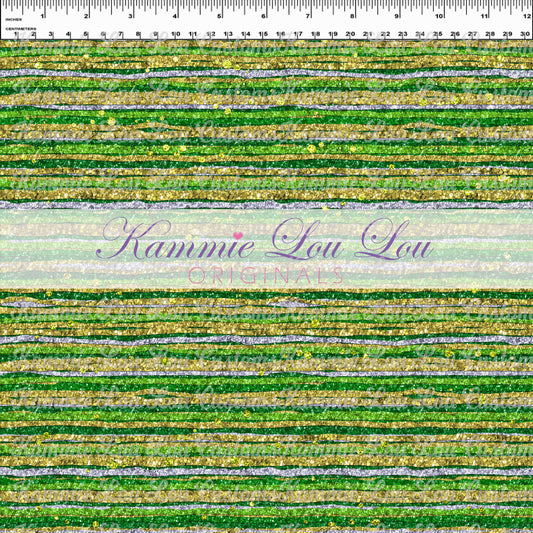 R124 - Wildflowers - Glitter Green Stripes