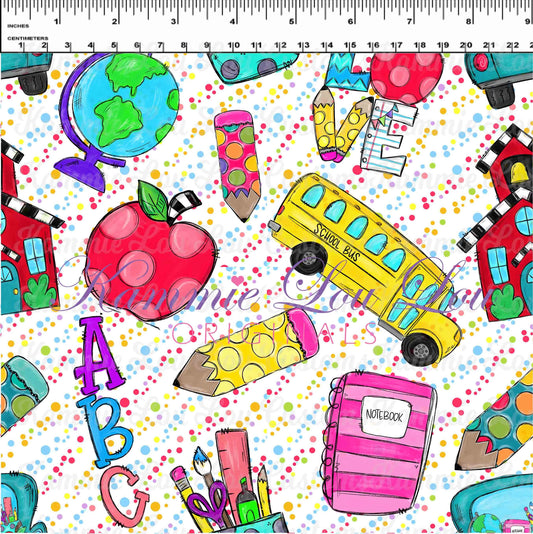 School Days - Blackboard Collection - Main Toss White Dots