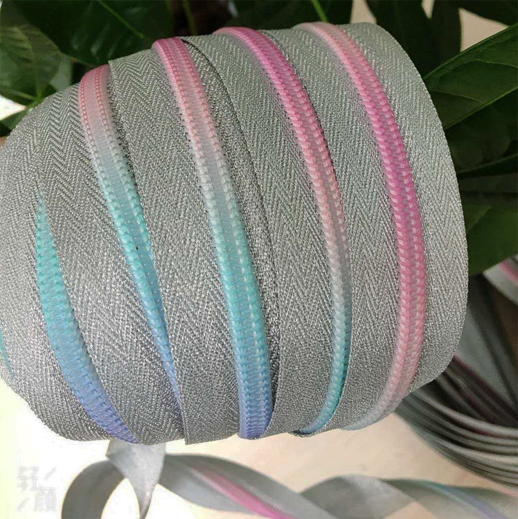 Hardware : ZIPPER - Long Chain - Silver Pastel - #5 (002)