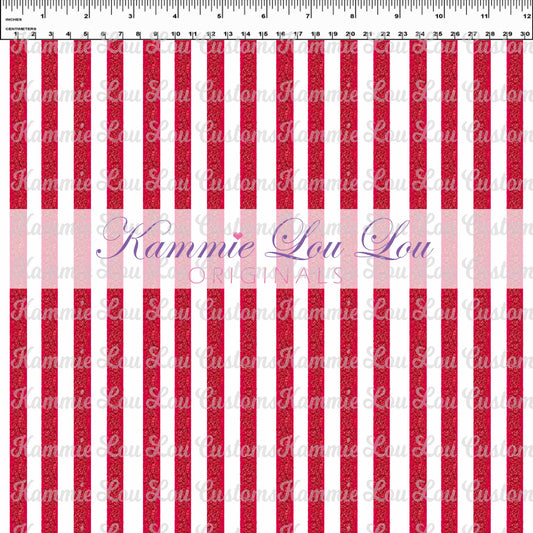 R119 Cherry Tree Lane - Red Glitter Stripes
